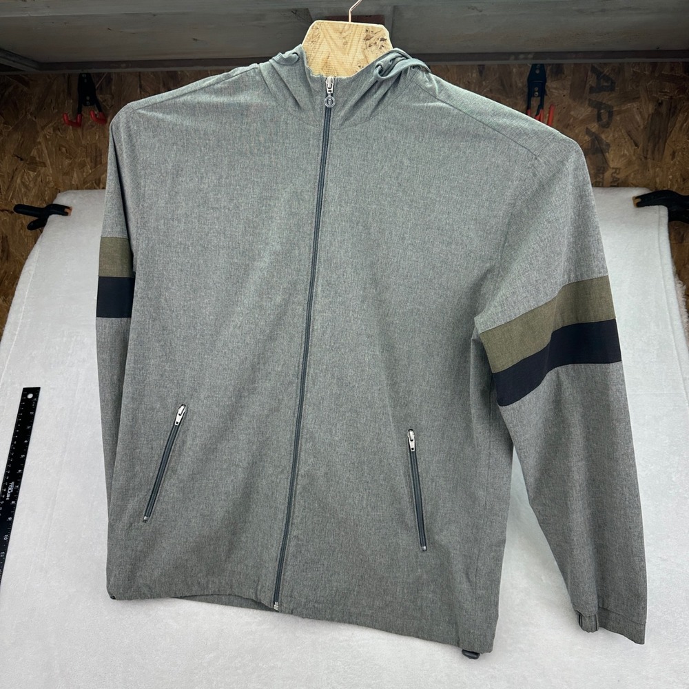 Linksoul Mens Gray Full Zip Lightweight Golf Running Jacket Size L
